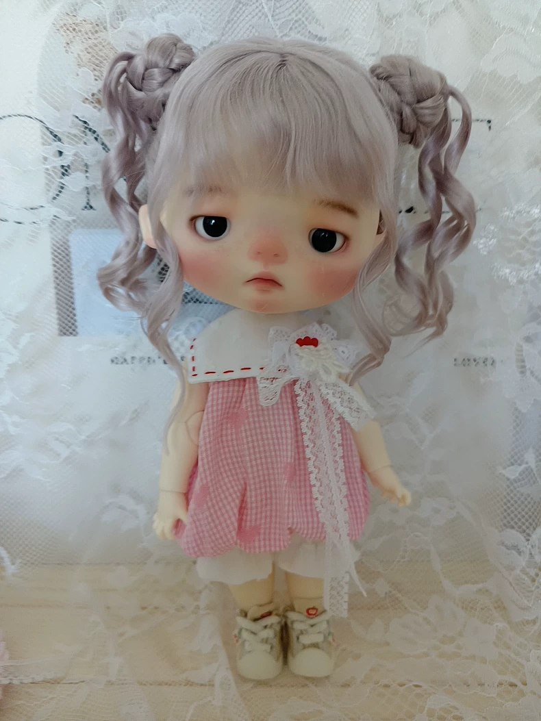 Charming Pink Gingham Blythe Doll Dress with Lace Accents | Versatile & Elegant Outfit - Image 6