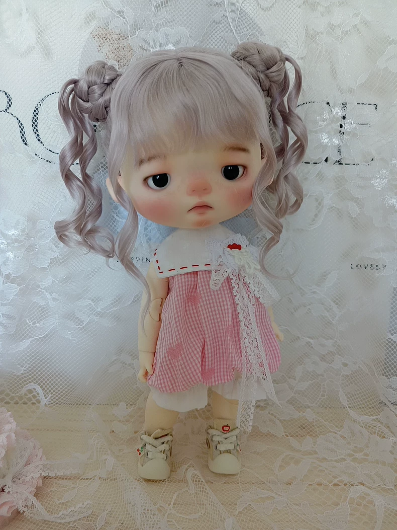 Charming Pink Gingham Blythe Doll Dress with Lace Accents | Versatile & Elegant Outfit - Image 7