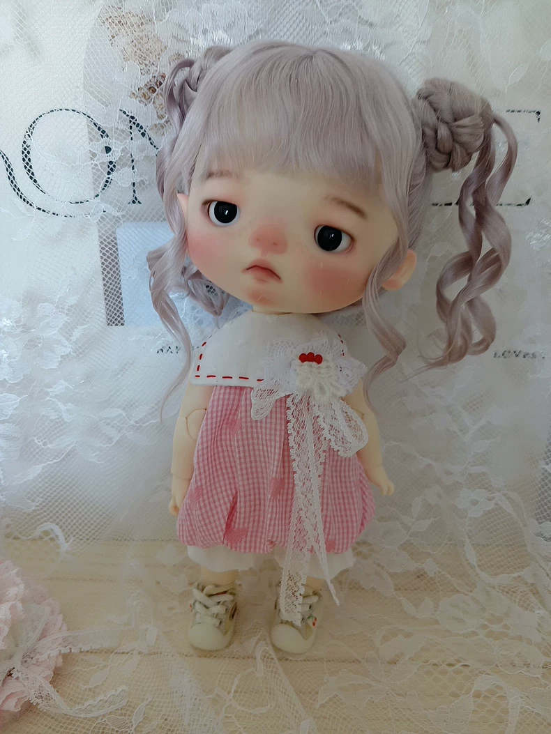 Charming Pink Gingham Blythe Doll Dress with Lace Accents | Versatile & Elegant Outfit - Image 8
