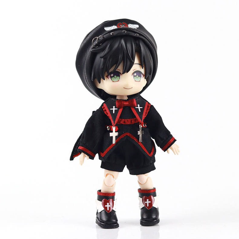 Gothic OB11 Doll Outfit: Premium Black & Red Ensemble with Intricate Details - Image 7