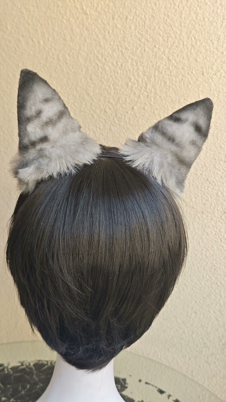 Handmade Realistic Tabby Cat Ears – Plush Cosplay Accessory - Image 4