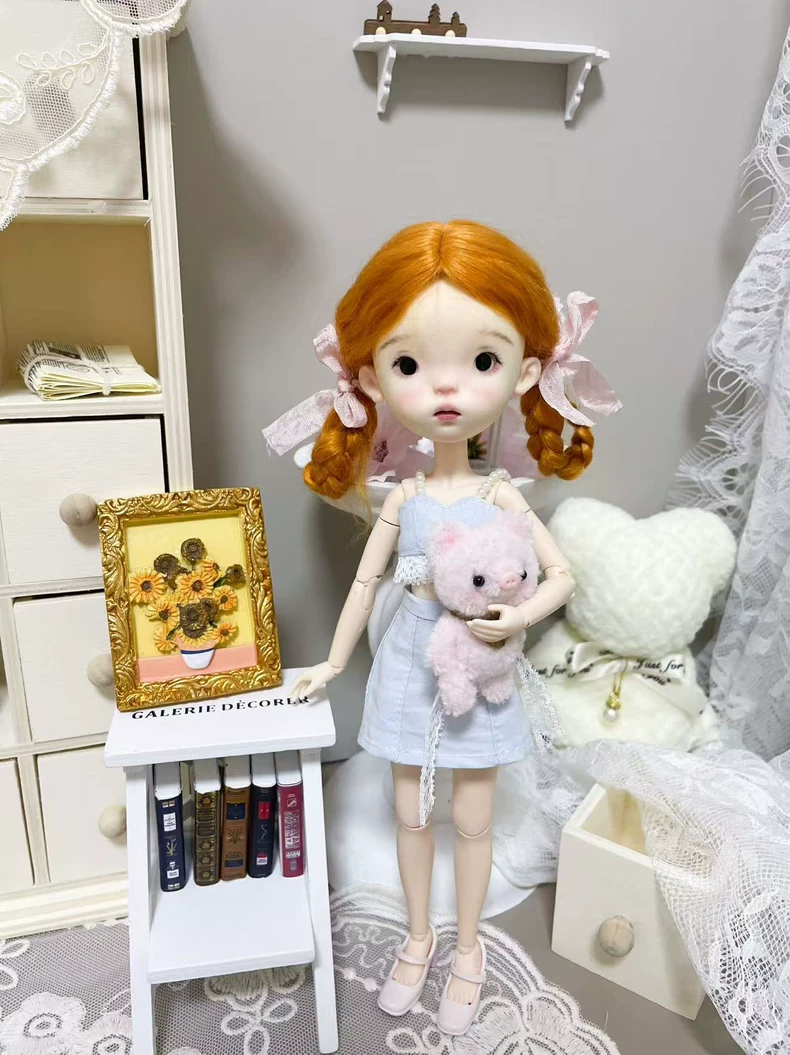 Elegant Pastel Blue BLYTHE Doll Outfit: Lace Top & Denim Skirt for OB22 Dolls - Image 8