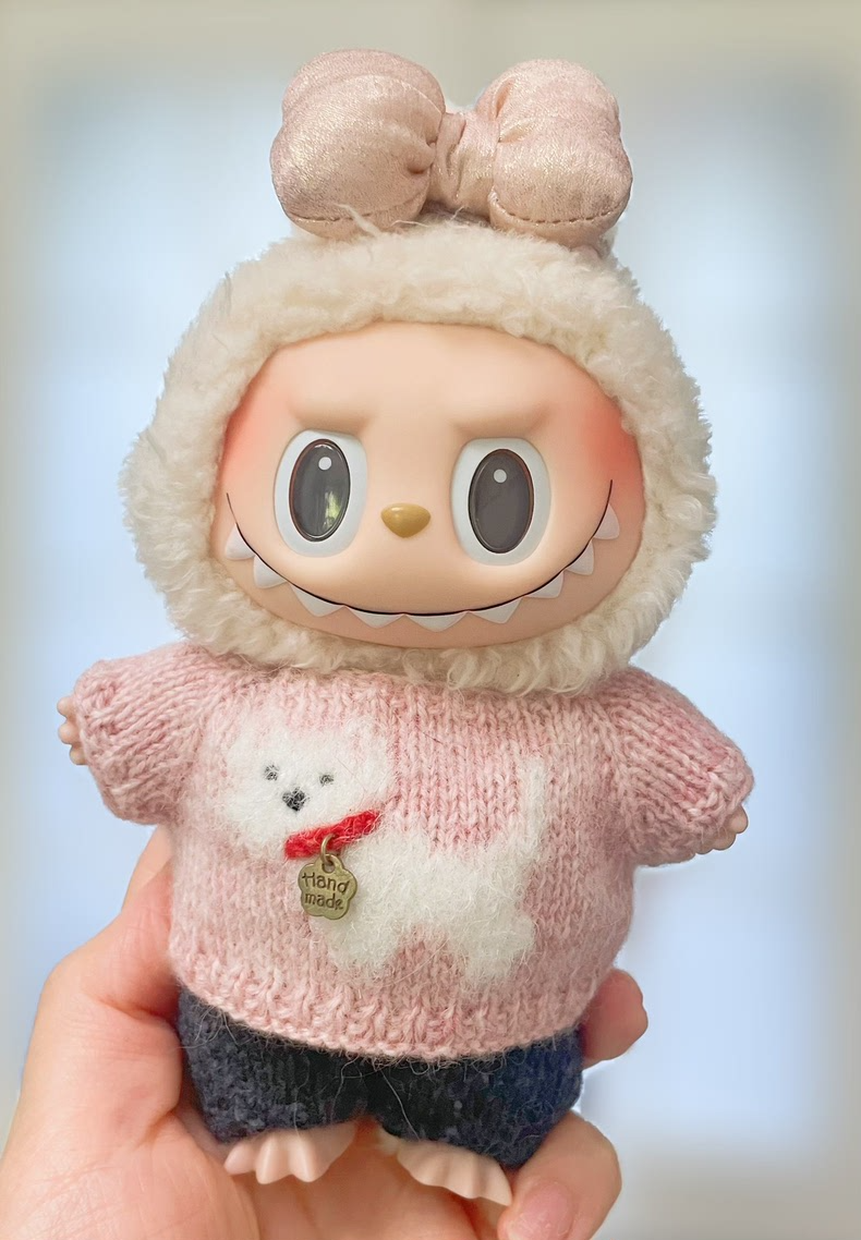 Handmade Labubu Doll Outfit – Cozy Knit Sweater & Pants Set with Adorable Accessories - Image 1