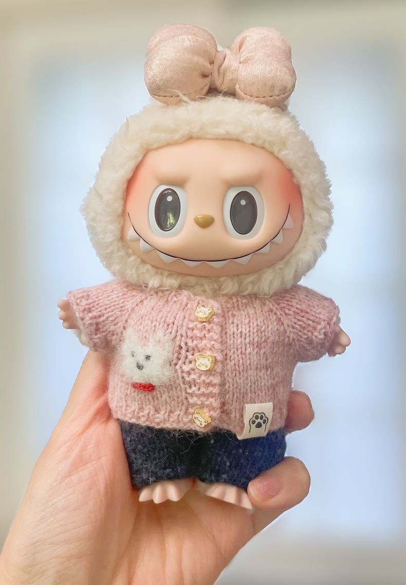 Handmade Labubu Doll Outfit – Cozy Knit Sweater & Pants Set with Adorable Accessories - Image 2