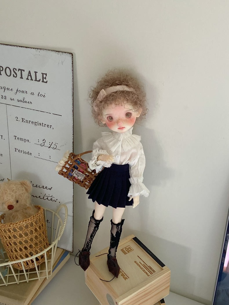 Premium BLYTHE OB22 OB24 Doll Clothes Set: Navy White Lace Outfit + Stockings - Image 4