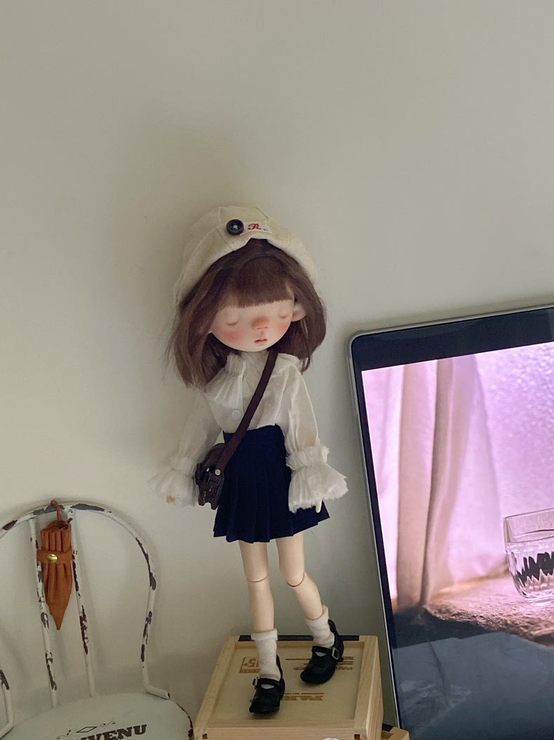 Premium BLYTHE OB22 OB24 Doll Clothes Set: Navy White Lace Outfit + Stockings - Image 6