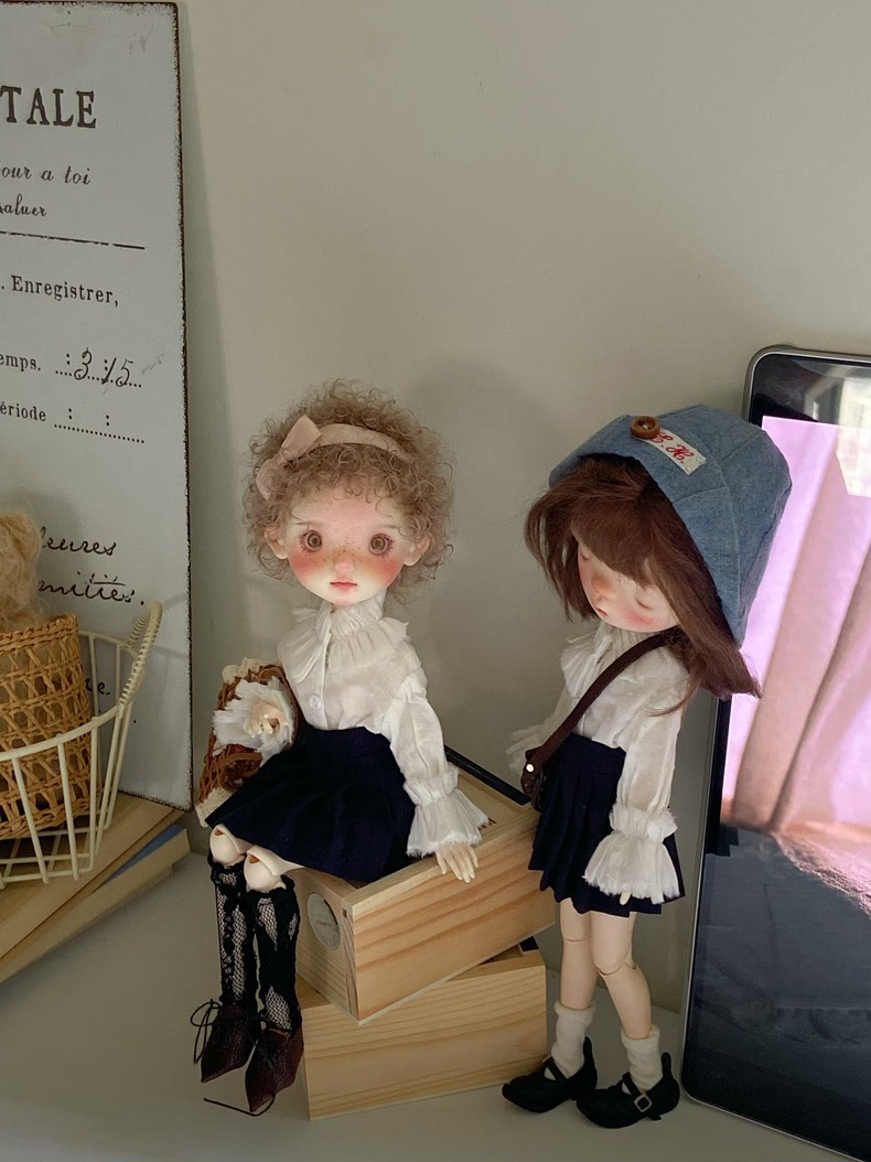 Premium BLYTHE OB22 OB24 Doll Clothes Set: Navy White Lace Outfit + Stockings - Image 7