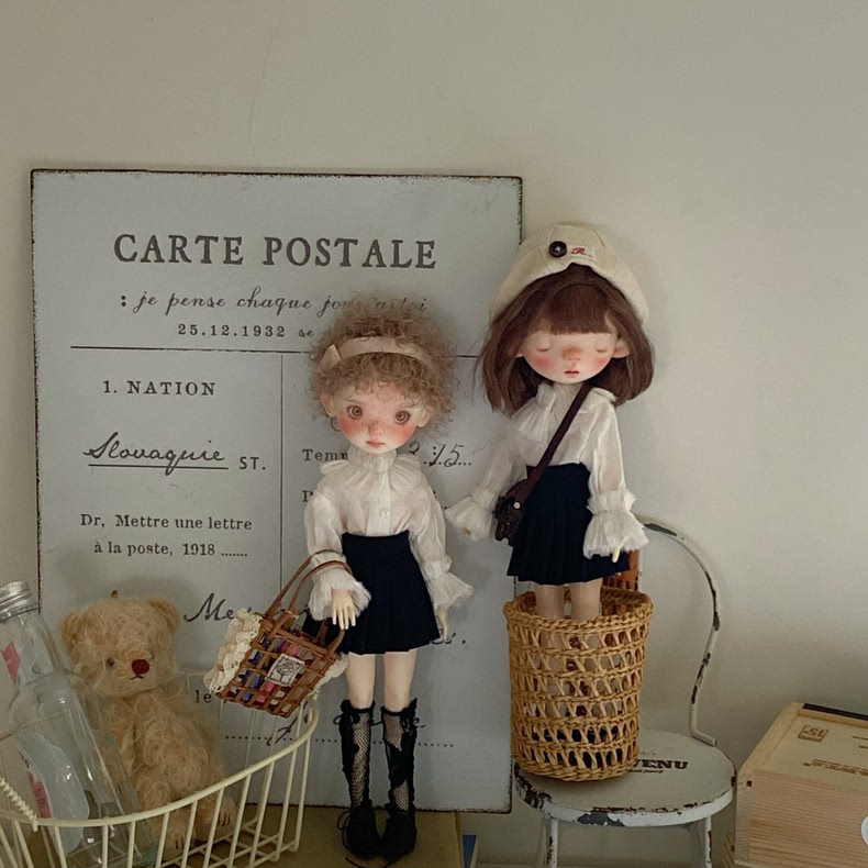 Premium BLYTHE OB22 OB24 Doll Clothes Set: Navy White Lace Outfit + Stockings - Image 8