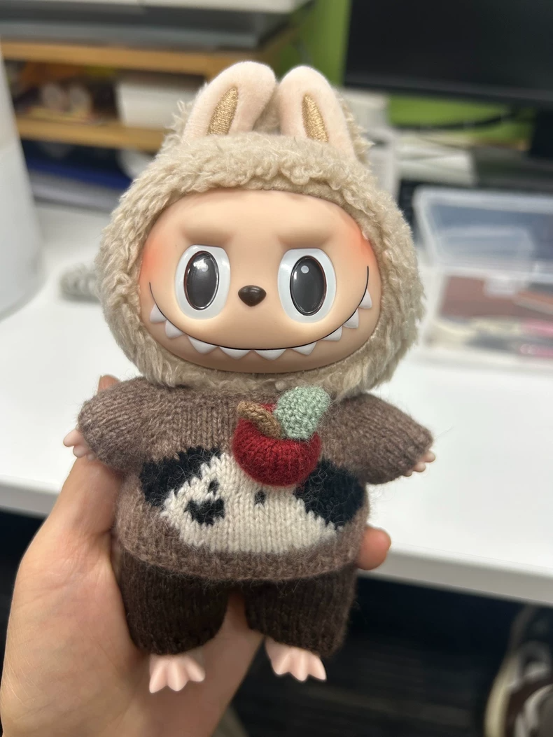 Adorable Labubu Panda & Apple Outfit – Cozy Sweater & Trousers for Plush Toys, Premium Soft Yarn, Easy Button Closure - Image 2