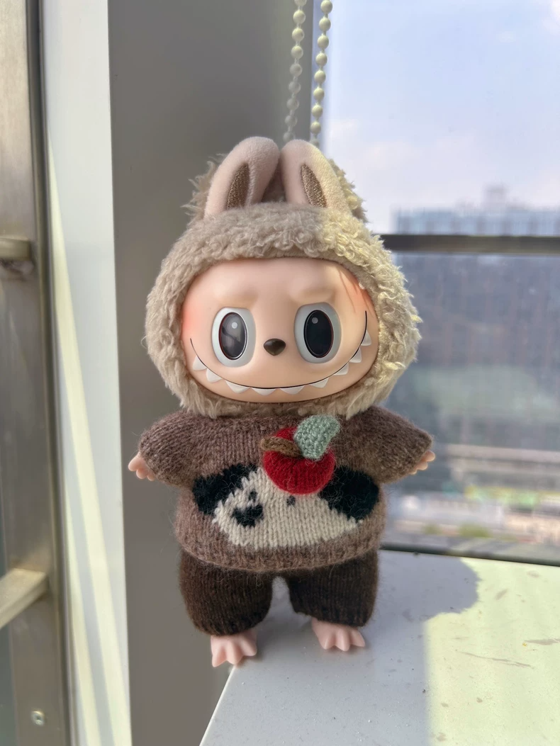 Adorable Labubu Panda & Apple Outfit – Cozy Sweater & Trousers for Plush Toys, Premium Soft Yarn, Easy Button Closure - Image 3