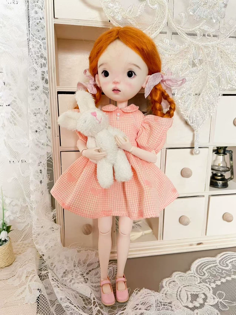 Charming Checkered Blythe Doll Dress for OB22 & OB24 - Premium Cotton Outfit with Matching Shoes - Image 7