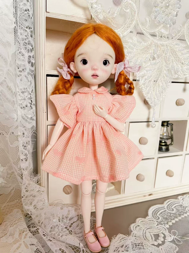 Charming Checkered Blythe Doll Dress for OB22 & OB24 - Premium Cotton Outfit with Matching Shoes - Image 8