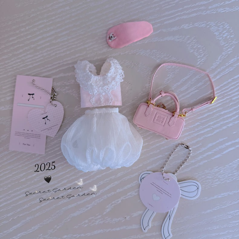 Elegant Blythe Doll Outfit: Pink Lace Top & White Silk Tulle Skirt for OB24 OB22 - Image 2