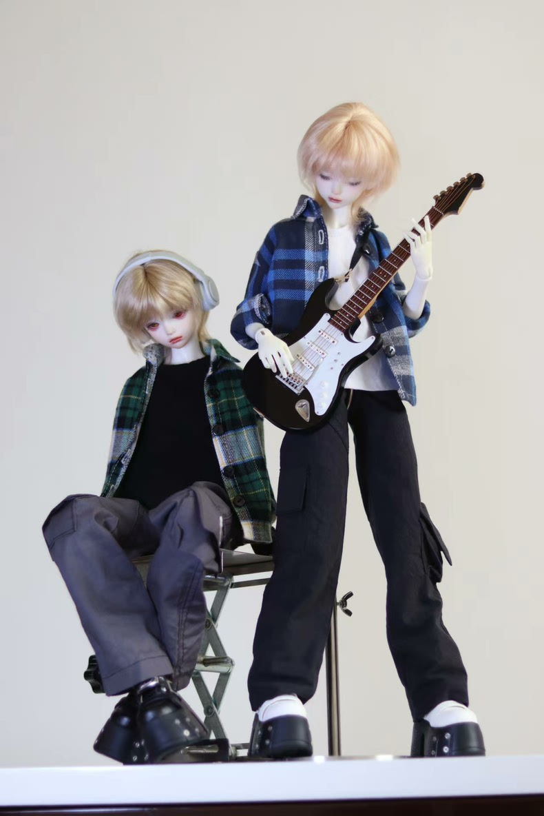 Stylish 1/4 BJD Outfit: Cargo Pants & Plaid Shirts for Dynamic Posing – Mix & Match Layers! - Image 2