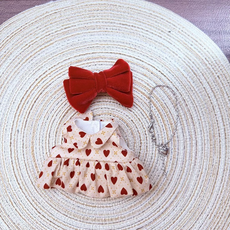 Adorable Labubu Doll Outfits: Stylish Dresses & Jackets with Bows & Necklaces for 17cm Dolls - Image 5