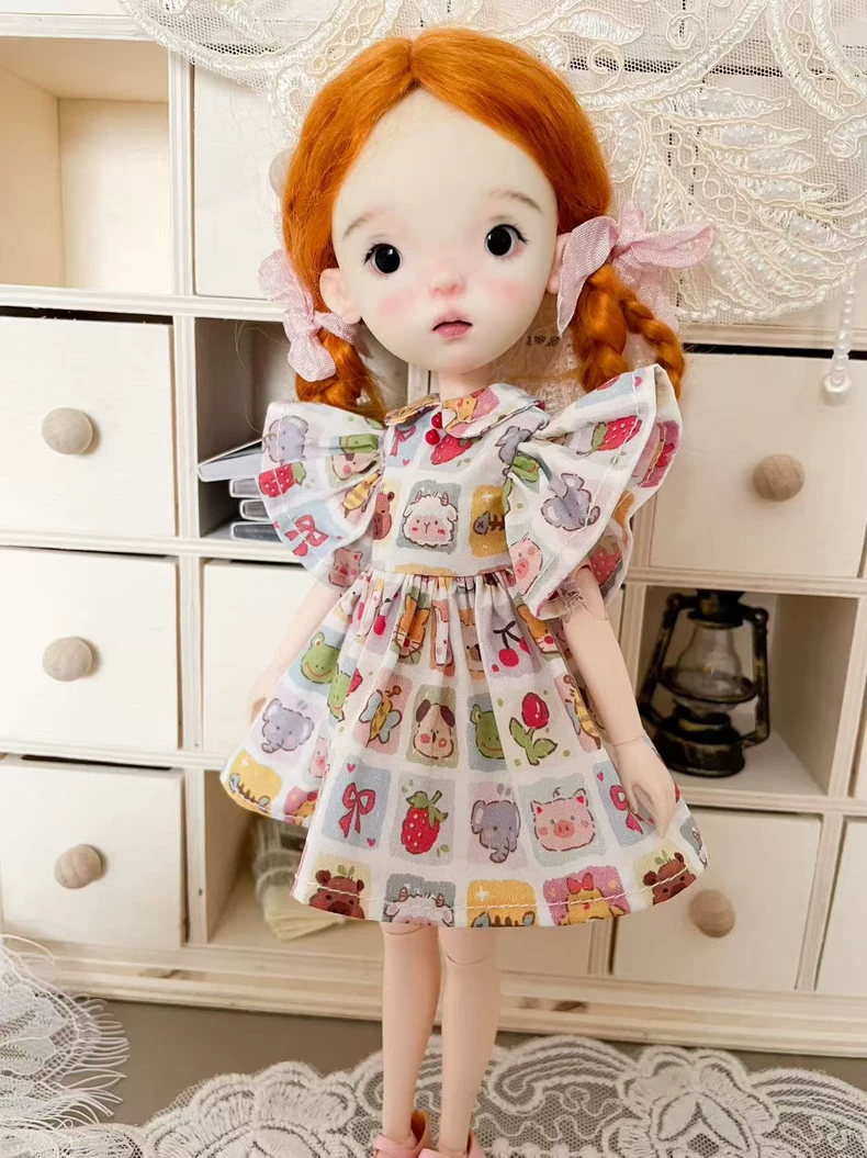 Charming BLYTHE Doll Dress – Whimsical OB22/OB24 Outfit with Pastel Prints & Adjustable Straps - Image 8