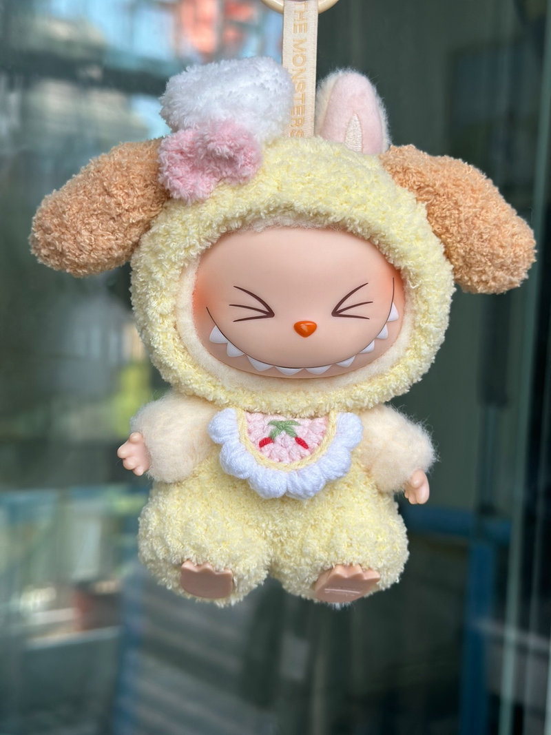 Charming Labubu Bunny Outfit – Cozy Pastel Yellow & Pink Collectible Doll by POPMART Sit Party Series - Image 4