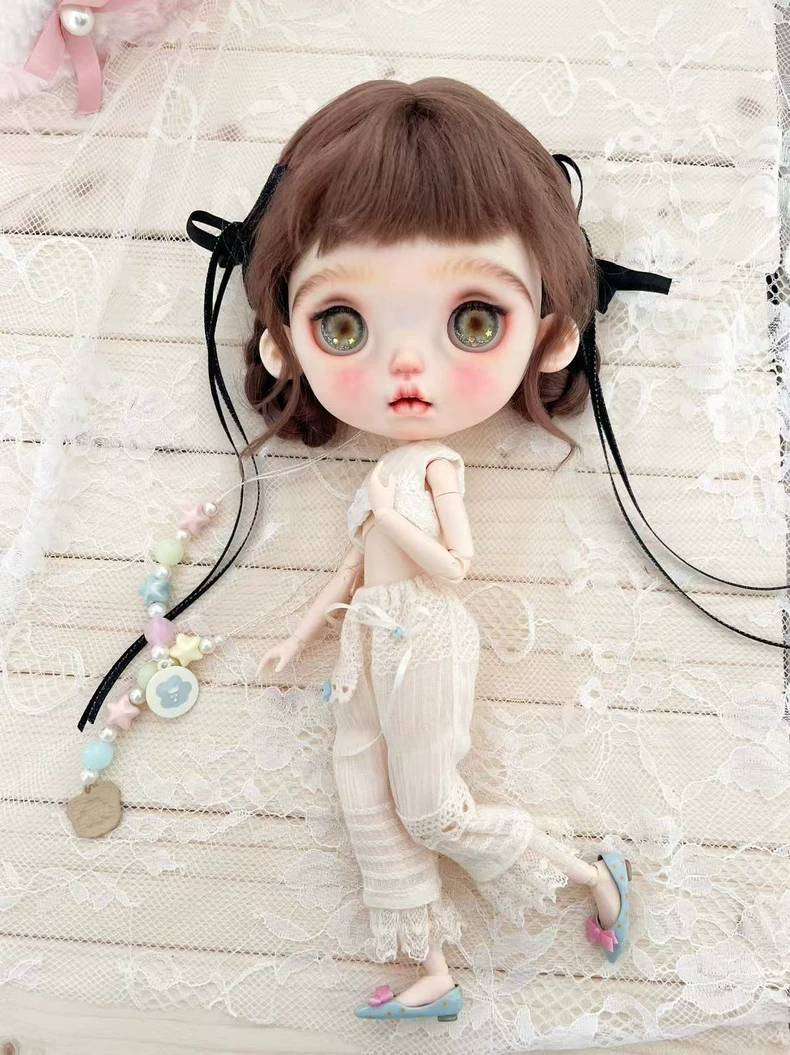 Elegant BLYTHE Doll Outfit: Lace-Top & Pants Set for OB22 & 24 Dolls | Pastel Luxury - Image 1