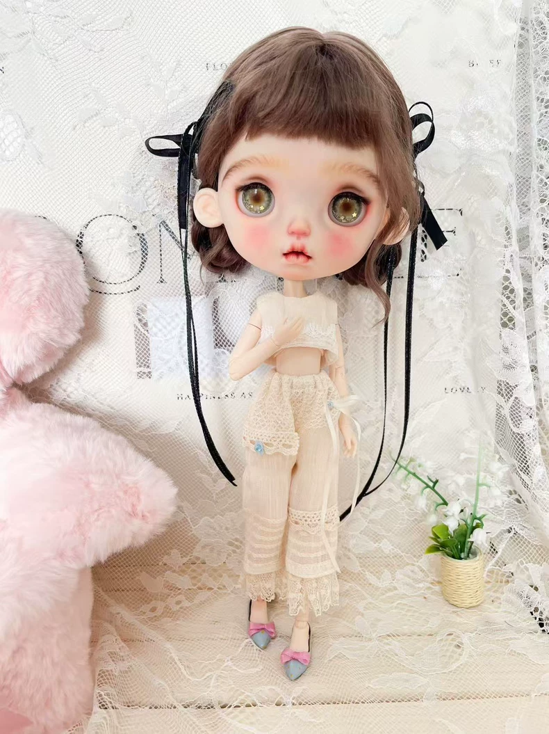 Elegant BLYTHE Doll Outfit: Lace-Top & Pants Set for OB22 & 24 Dolls | Pastel Luxury - Image 2