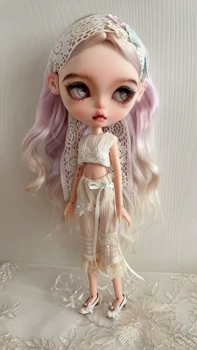 Elegant BLYTHE Doll Outfit: Lace-Top & Pants Set for OB22 & 24 Dolls | Pastel Luxury - Image 4
