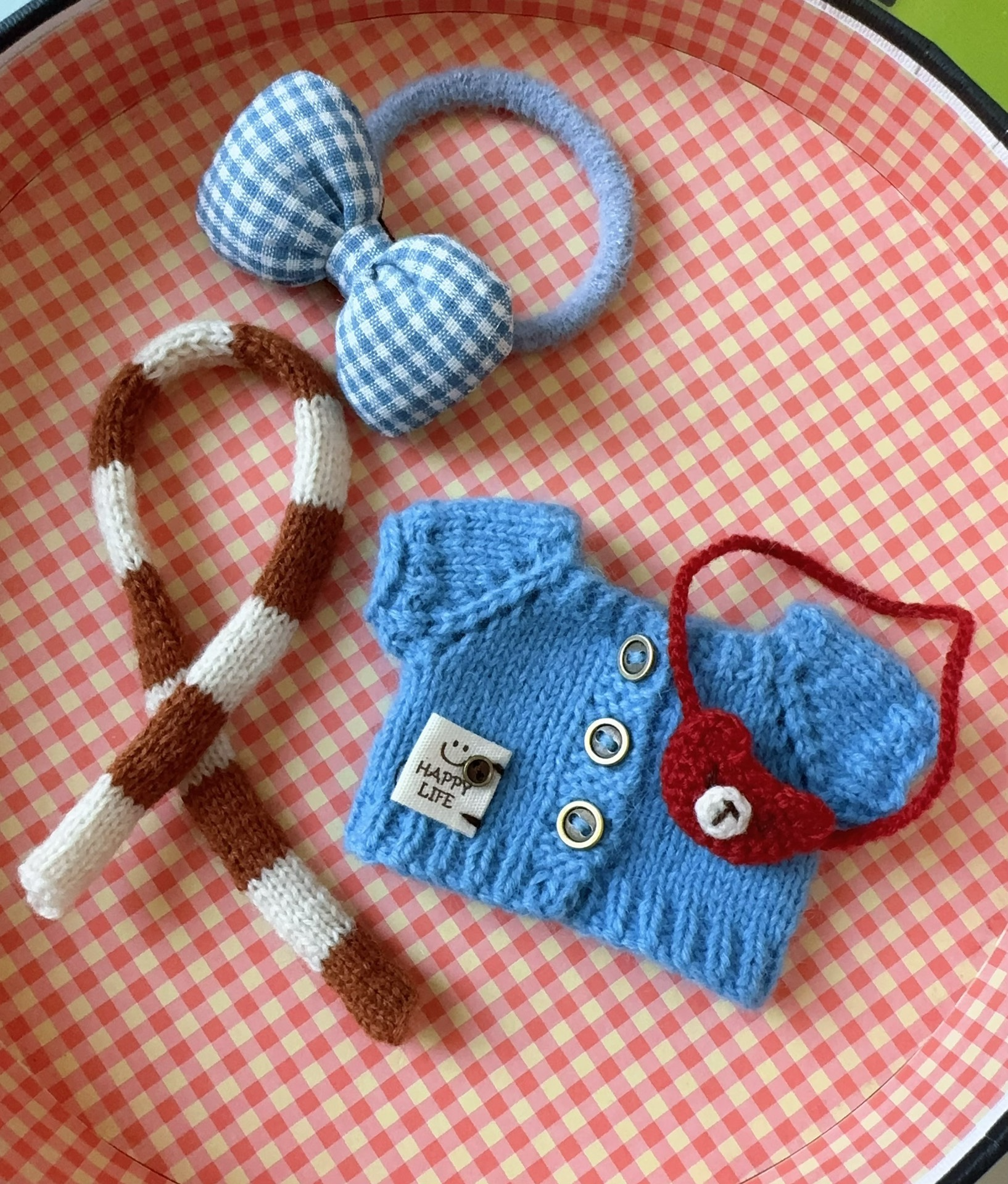 Handmade Knit Labubu Doll Outfit: Cozy Blue Sweater, Scarf & Headband – Perfect for Collectors & Playful Fashion - Image 5