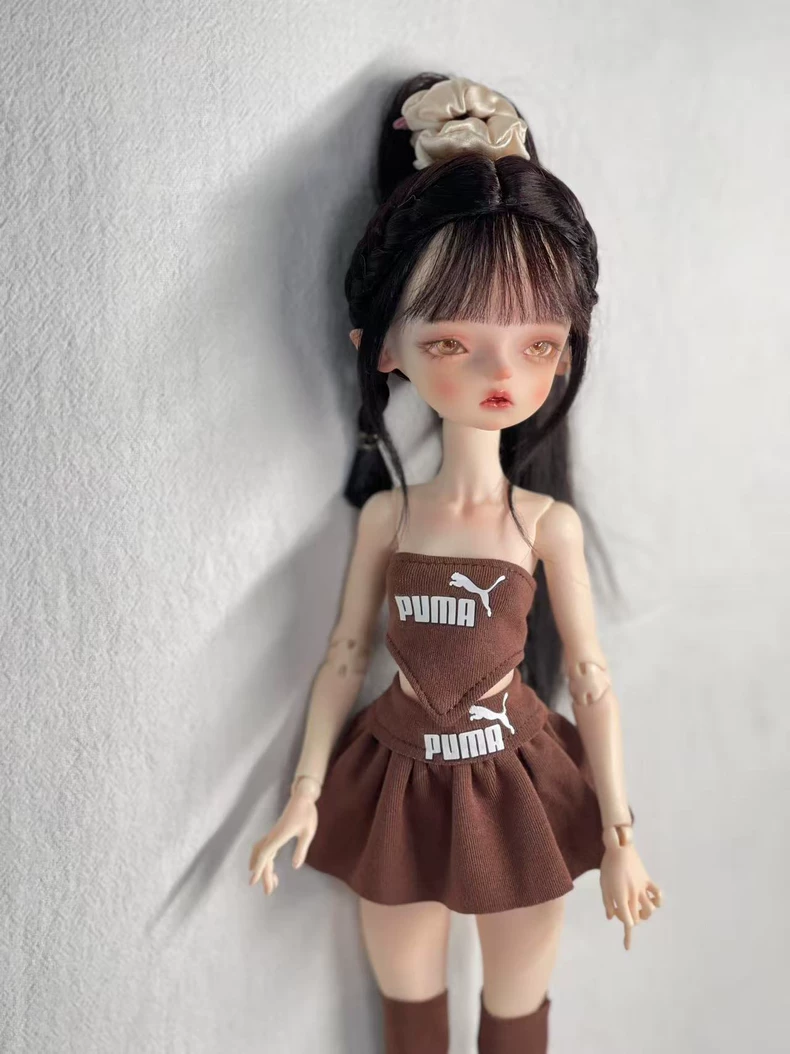 Stylish Puma Logo BJD 1/6 Doll Outfit – Premium Crop Top & Skirt for Barbie & More - Image 2