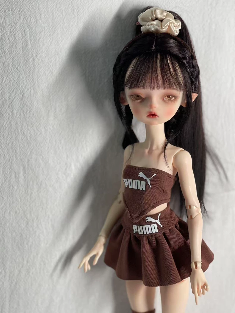 Stylish Puma Logo BJD 1/6 Doll Outfit – Premium Crop Top & Skirt for Barbie & More - Image 5