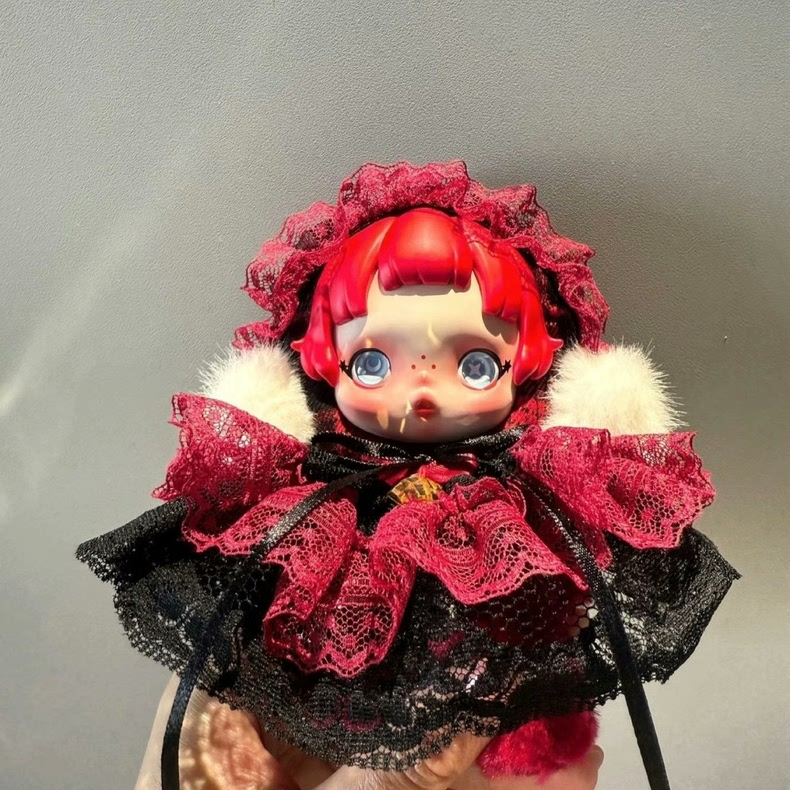 SkullPanda Doll Outfit: Elegant Lace & Red Accents – Collector’s Fashion Statement - Image 5