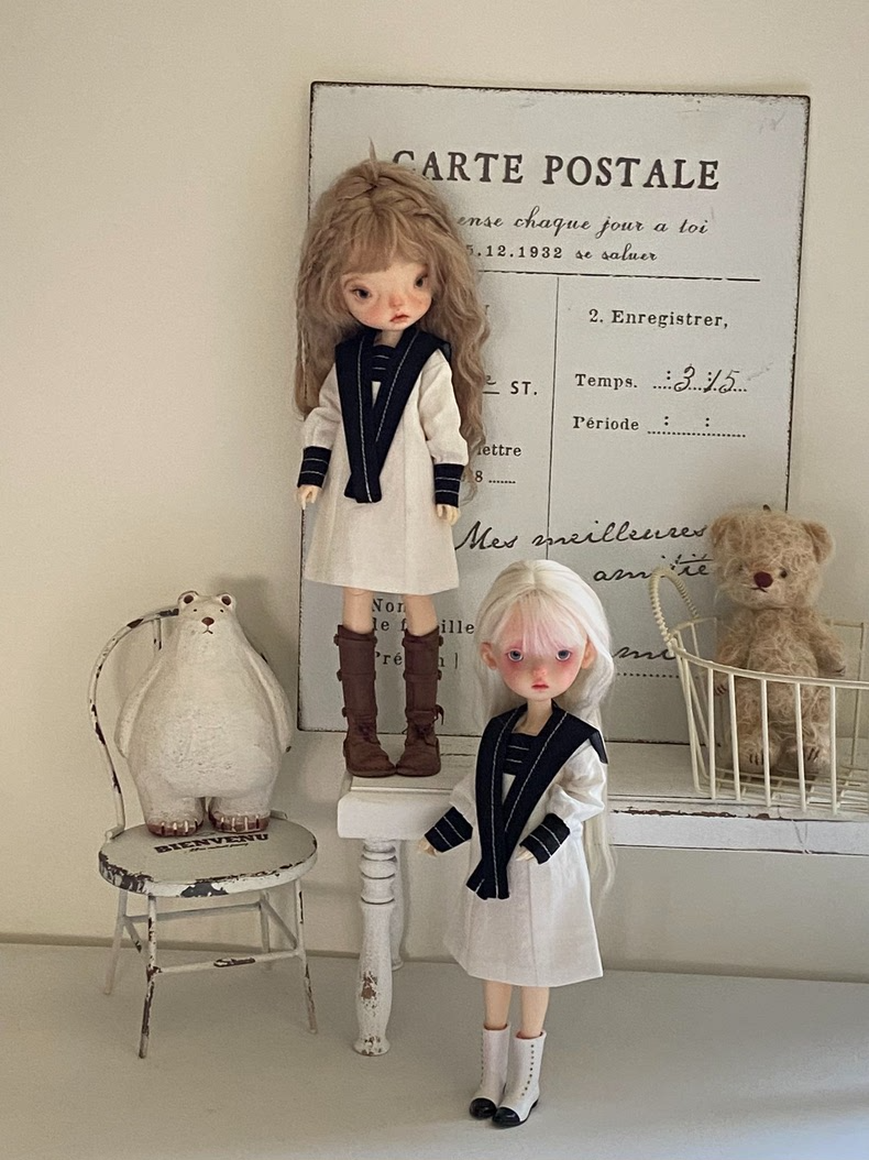BLYTHE Doll Outfit: Japanese Minimalist Black & White Dress w/ Detachable Collar for OB22 OB24 Licca Azone - Image 6