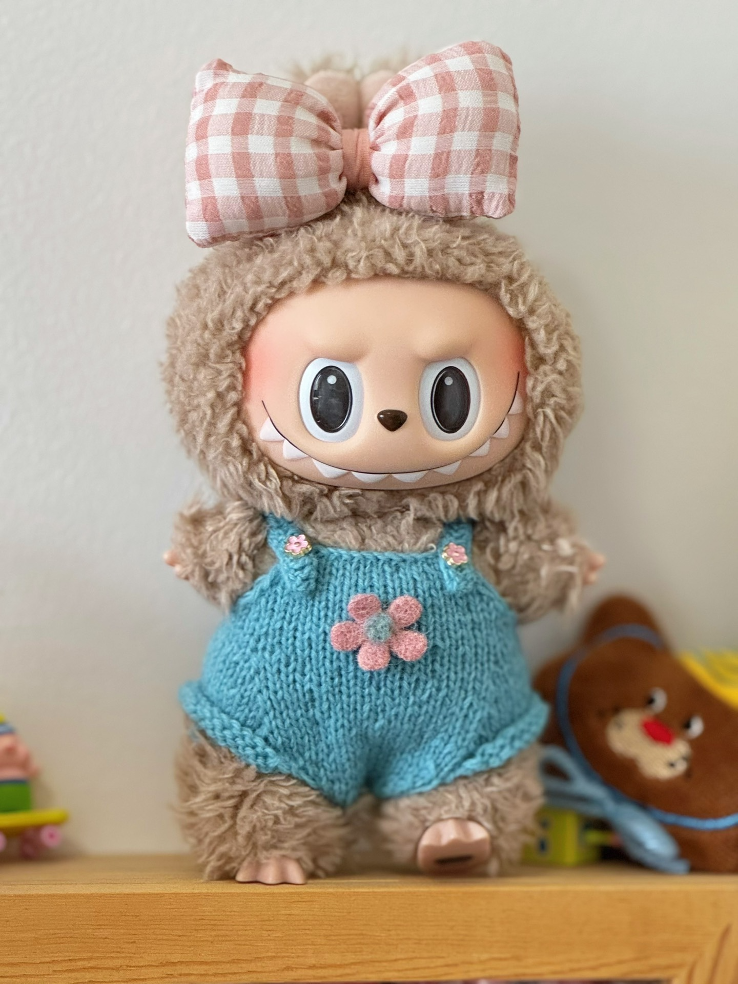Handmade Knit Labubu Doll Outfit – Cozy Floral Dress with Adorable Bows, Artisan Crafted - Image 6