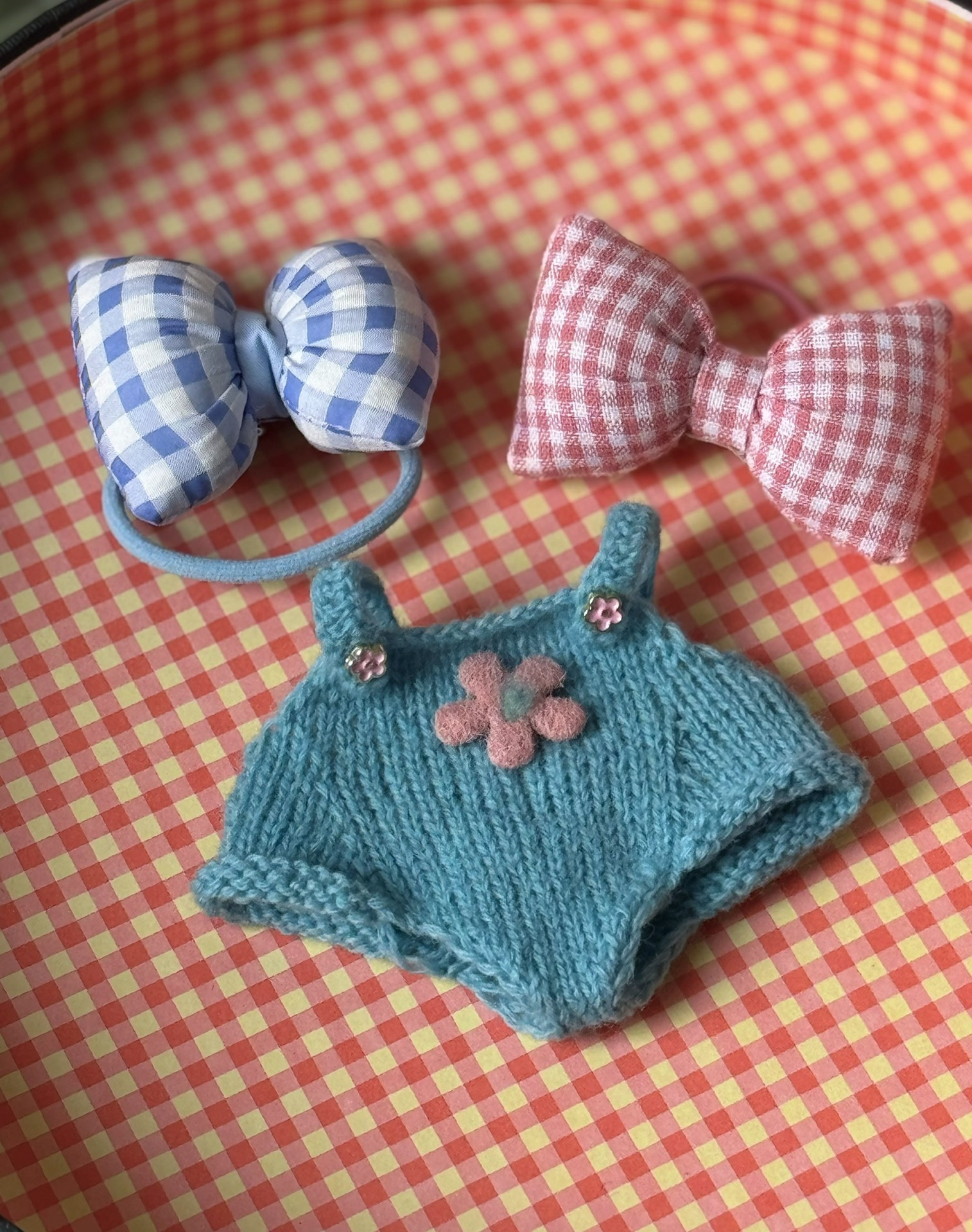Handmade Knit Labubu Doll Outfit – Cozy Floral Dress with Adorable Bows, Artisan Crafted - Image 7