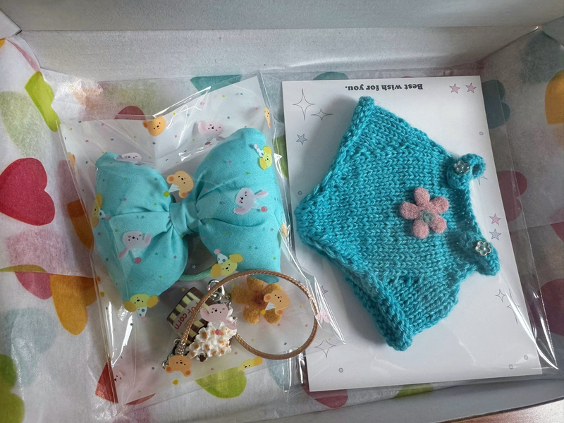 Handmade Knit Labubu Doll Outfit – Cozy Floral Dress with Adorable Bows, Artisan Crafted - Image 9
