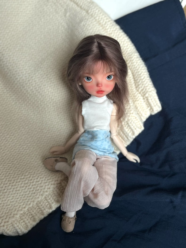 Soft Cotton BJD Outfit for OB22 OB24 Dolls - Pastel Top & Ribbed Pants Set - Image 4