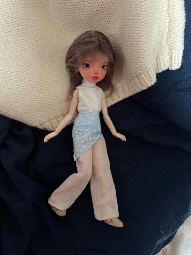 Soft Cotton BJD Outfit for OB22 OB24 Dolls - Pastel Top & Ribbed Pants Set - Image 5