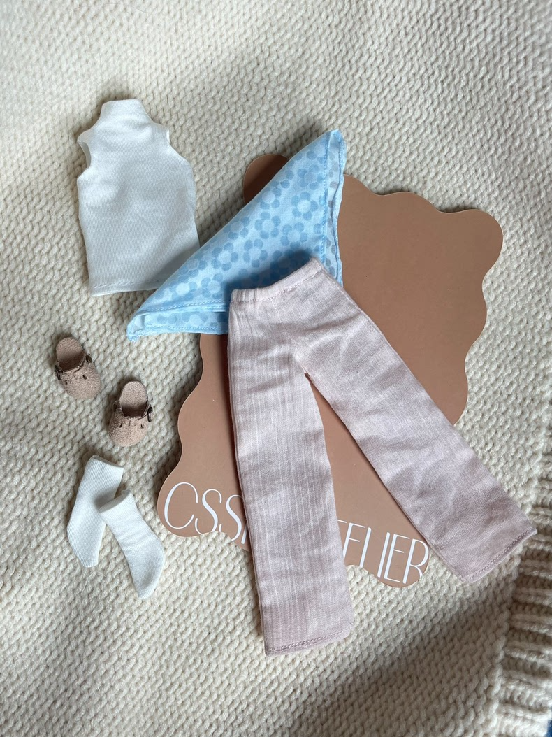 Soft Cotton BJD Outfit for OB22 OB24 Dolls - Pastel Top & Ribbed Pants Set - Image 6