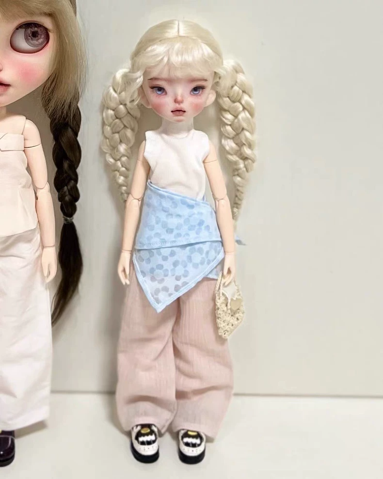 Soft Cotton BJD Outfit for OB22 OB24 Dolls - Pastel Top & Ribbed Pants Set - Image 8