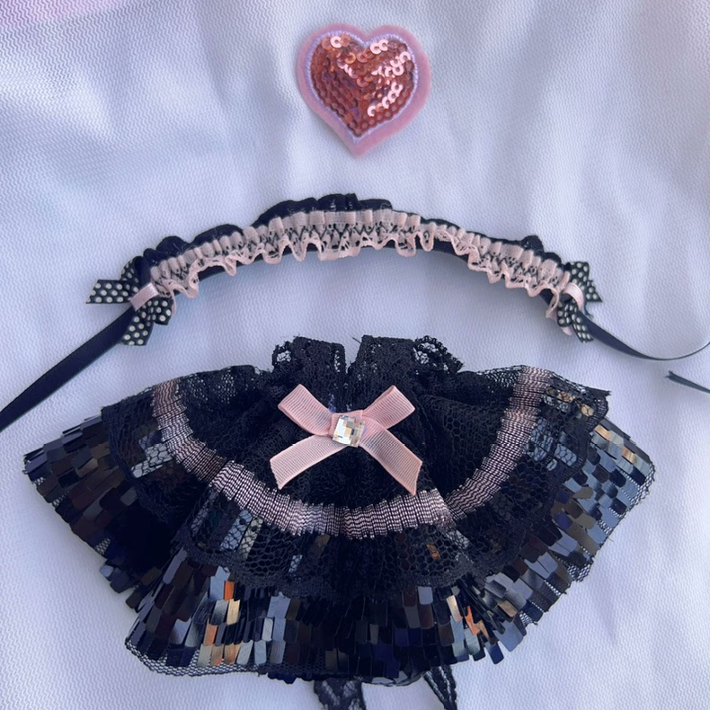 Luxe SkullPanda Doll Outfit: Gothic-Cute Lace & Faux Fur Collector’s Dream - Image 9