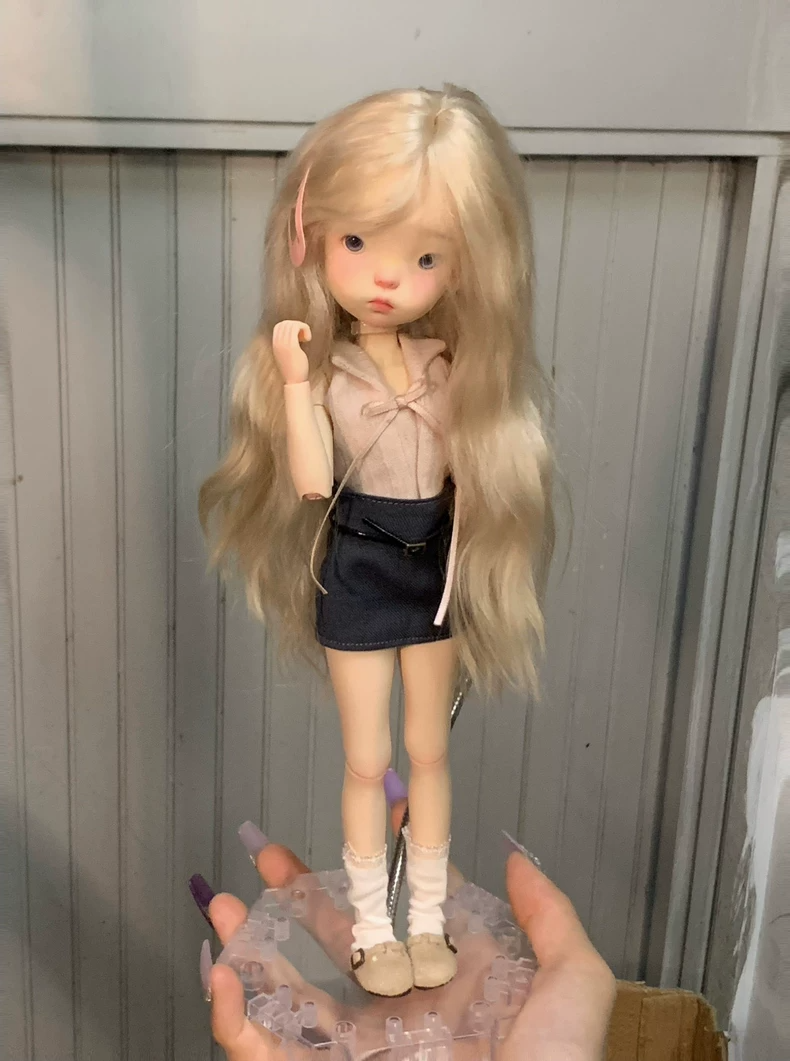 Handmade Blythe Secretary Outfit: Backless Top & Denim Skirt Set for OB22 OB24 Dolls - Image 6