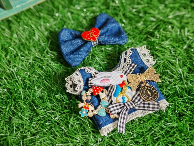 Whimsical Alice in Wonderland LABUBU Doll Outfit – Denim, Lace & Plush Magic for 17cm Dolls - Image 6