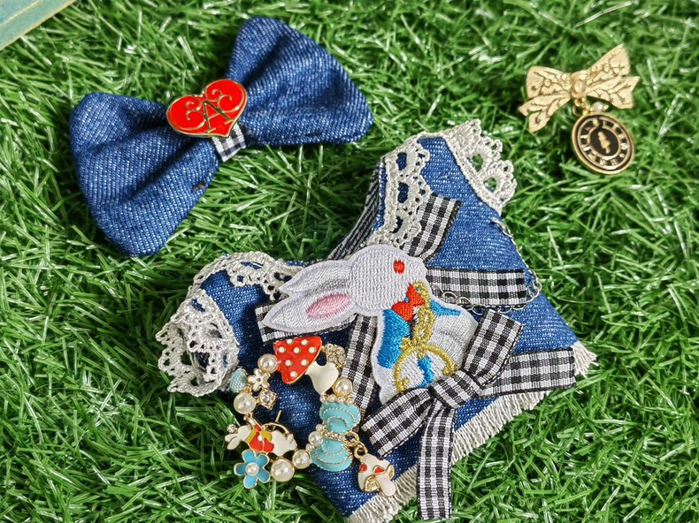 Whimsical Alice in Wonderland LABUBU Doll Outfit – Denim, Lace & Plush Magic for 17cm Dolls - Image 8