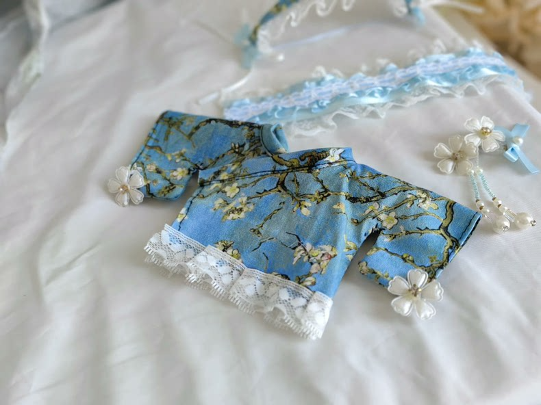 Van Gogh Almond Blossom Kimono Labubu Doll – Elegant Japanese Art Collectible - Image 8