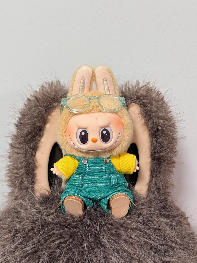 Vibrant Labubu Doll Outfit – Denim Jumpsuit & Yellow Top for Collectors - Image 2