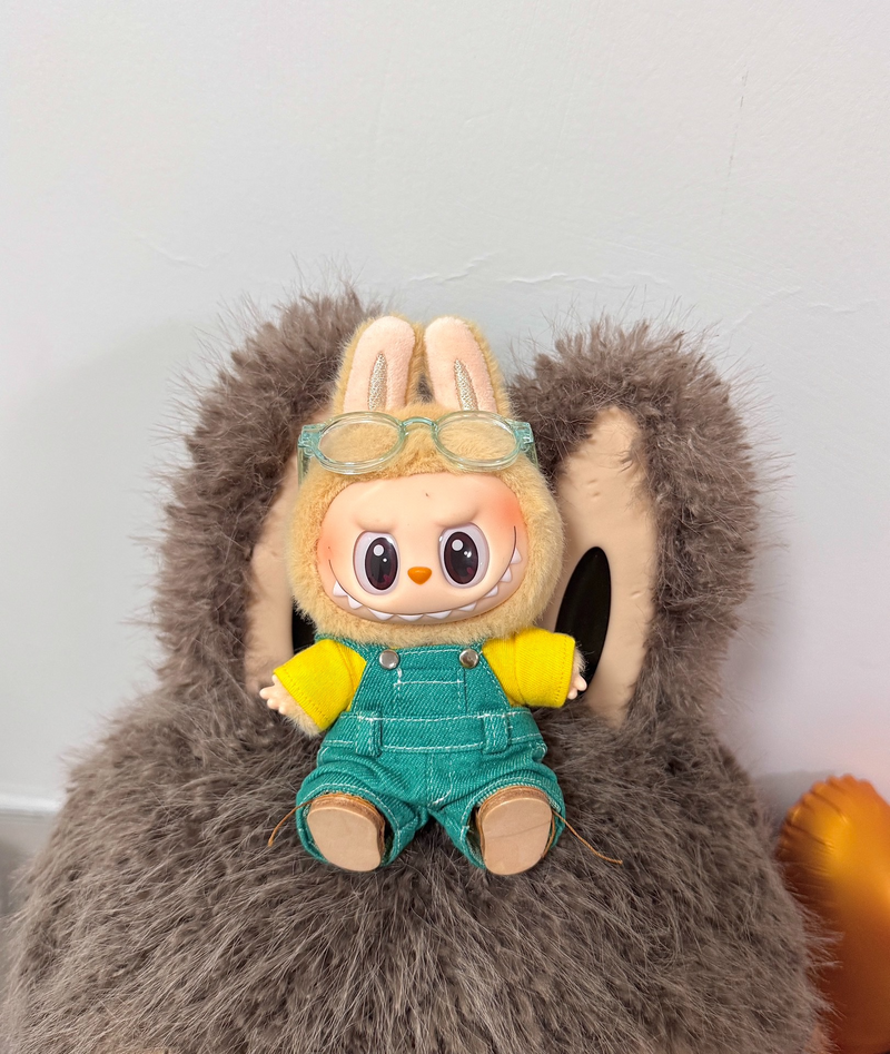 Vibrant Labubu Doll Outfit – Denim Jumpsuit & Yellow Top for Collectors - Image 6