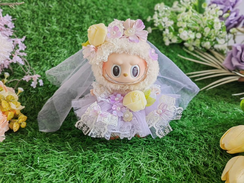 Whimsical Monet Garden LABUBU Outfit: Lavender & Cream Dreamy Doll Ensemble - Image 1