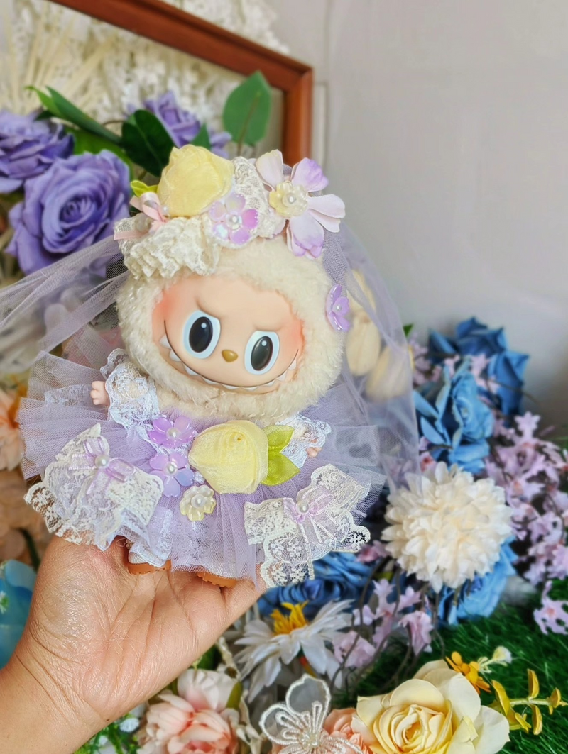 Whimsical Monet Garden LABUBU Outfit: Lavender & Cream Dreamy Doll Ensemble - Image 3