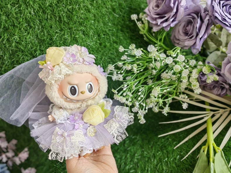 Whimsical Monet Garden LABUBU Outfit: Lavender & Cream Dreamy Doll Ensemble - Image 5