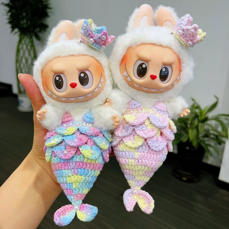 Whimsical Handmade Labubu Mermaid Tail Outfit – Vibrant Crochet Doll Costume for Collectors - Image 2