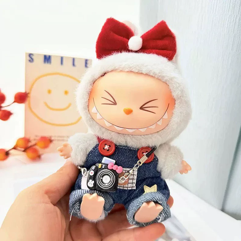 Labubu Doll Outfit - Cozy Plush Hoodie & Denim Overalls with Adorable Accessories for Collectors - Image 1