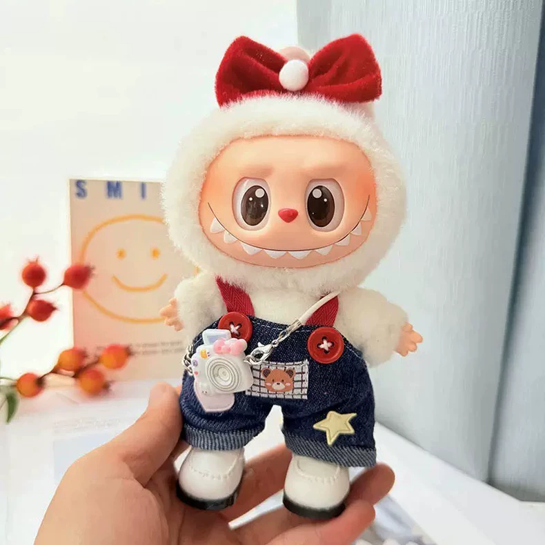 Labubu Doll Outfit - Cozy Plush Hoodie & Denim Overalls with Adorable Accessories for Collectors - Image 2