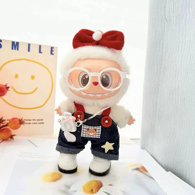 Labubu Doll Outfit - Cozy Plush Hoodie & Denim Overalls with Adorable Accessories for Collectors - Image 3